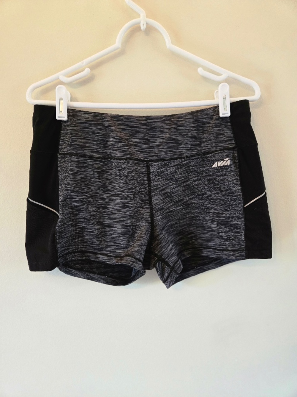 3/$20 AVIA Black & Gray Space Dye Running Shorts w/ Side Pockets